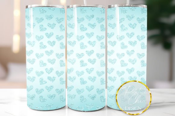 Blue Glitter Hearts Tumbler Wrap Design Review