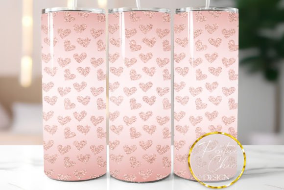 Blush Glitter Hearts Tumbler Wrap Design Review