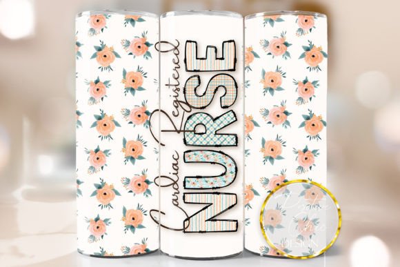 Cardiac Nurse Floral Tumbler Wrap Design