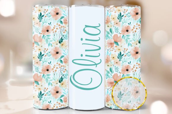 Custom Name Floral Tumbler Wrap Flowers