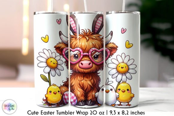 Easter Highland Cow Tumbler Wrap Design Review