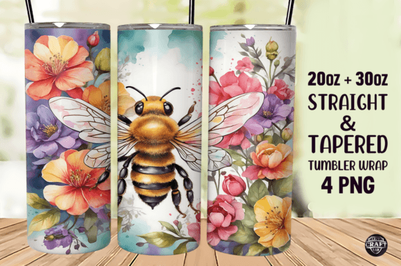 Floral Bee Tumbler Wrap 20oz Skinny Review