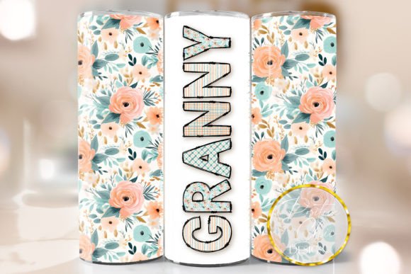 Floral Granny Tumbler Wrap PNG Design