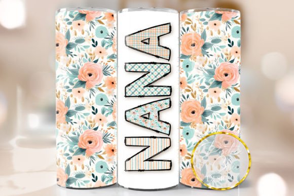 Floral Nana Tumbler Wrap Sublimation PNG
