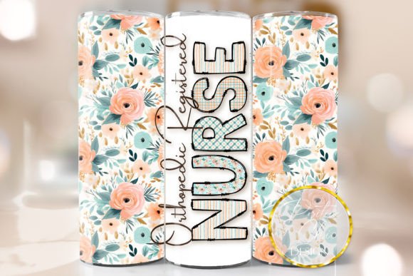 Floral Orthopedic Nurse Tumbler Wrap PNG