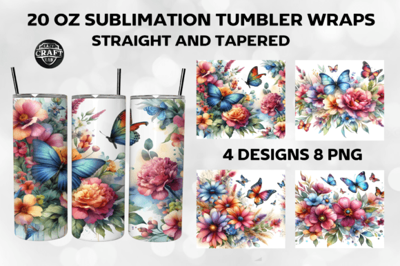 Flowers Butterfly Tumbler Wrap 20oz PNG Review