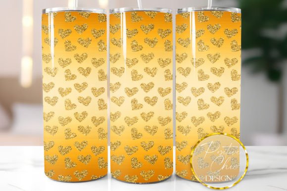 Glitter Hearts Gold Tumbler Wrap Design Review