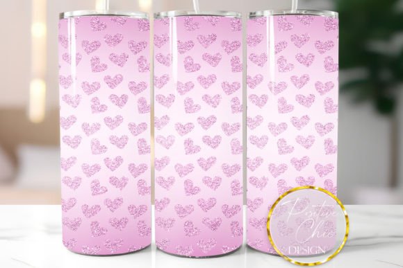 Glitter Pink Hearts Tumbler Wrap Design Review