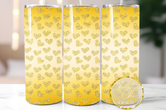 Gold Hearts Glitter Tumbler Wrap Design Review