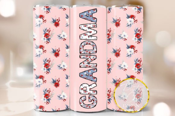 Grandma Floral Tumbler Wrap PNG Design