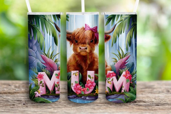 Mum Highland Cow Tumbler Wrap PNG Review