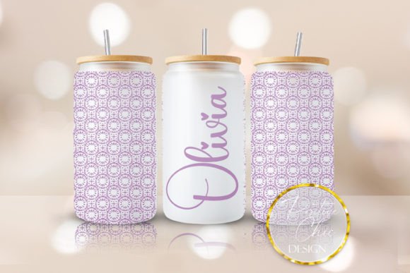 Purple 16 Oz Glass Tumbler Wrap Design