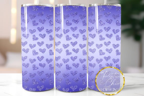 Purple Hearts Glitter Tumbler Wrap PNG Review